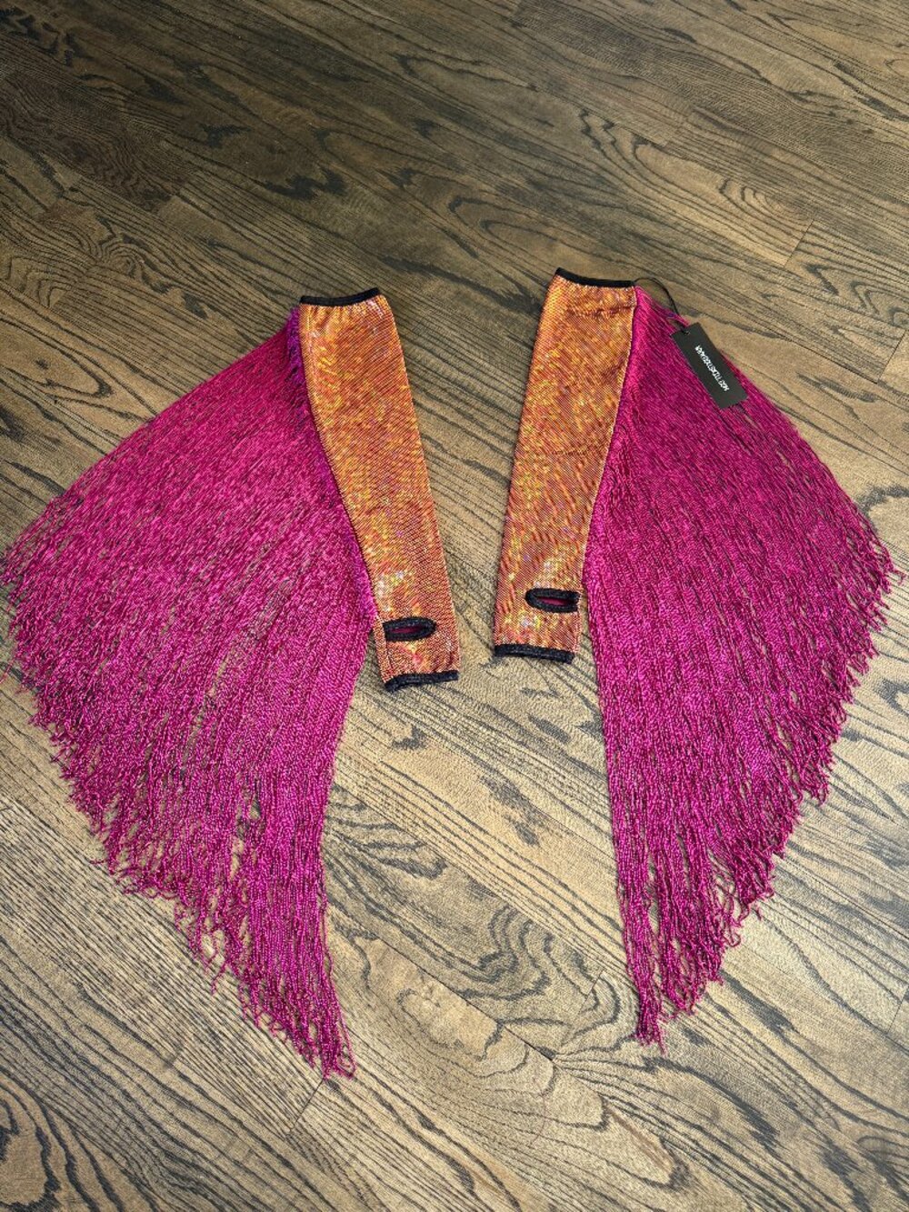 Club Exx Doll Kills Bronze Goddess Fringe Gloves One Size NWT